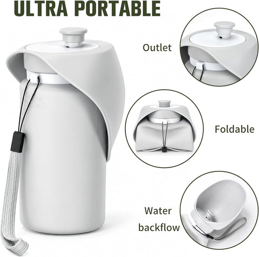 kissleaf Portable Dog Water Bottle, Collapsible, for Walks & Hiking, 550ml