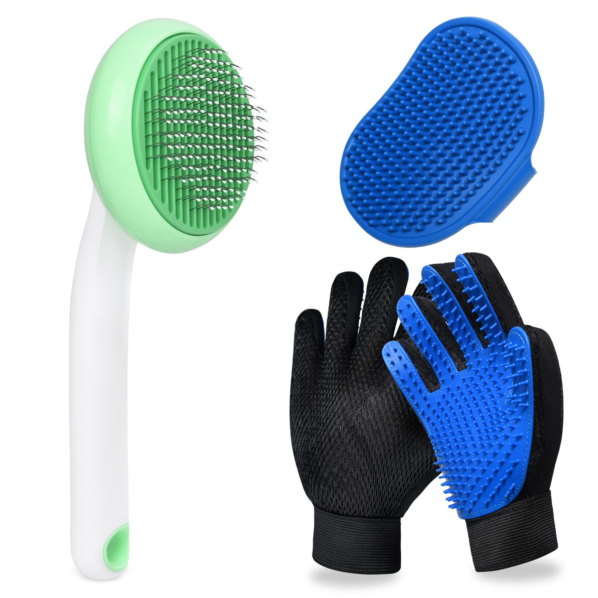 Cat Grooming Glove Brush 2-Pack, Pet Hair Remover Tool