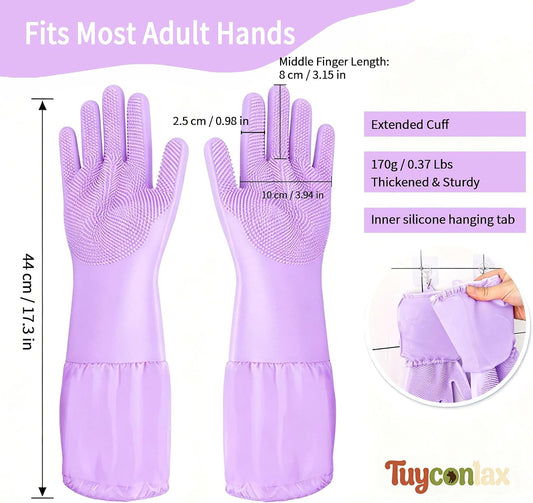 Long Sleeve Dog & Cat Washing Gloves, Pet Bathing Grooming Tool