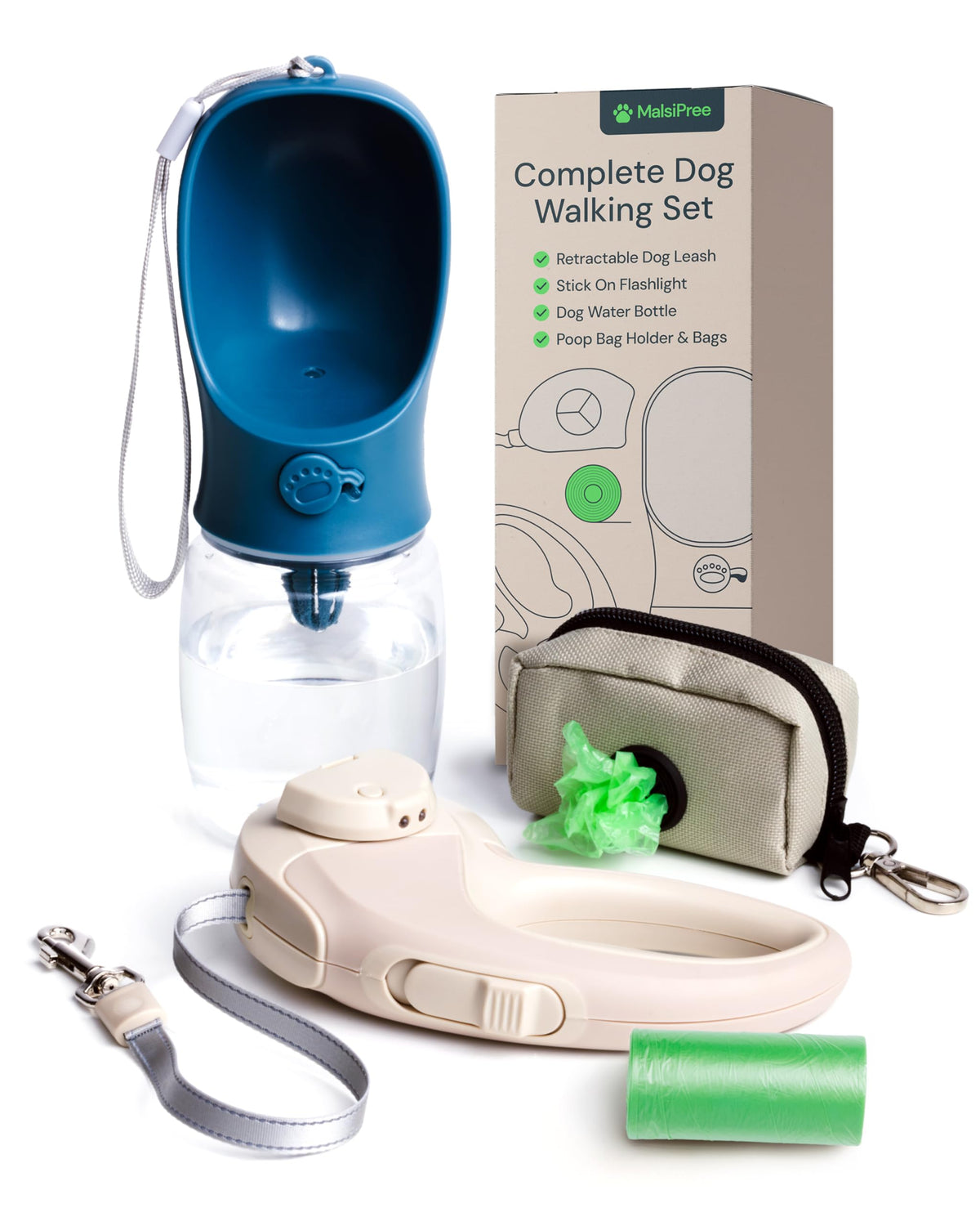 MalsiPree On the Go Dog Water Bottle - 12 oz Pink, Leak-Proof