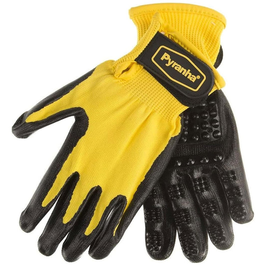 PYRANHA Rub & Scrub Grooming Gloves | Multipurpose Shedding & Bathing Tool with Scrubbing Nodules | Removes Hair, Cleans Coat & Massages Muscles | Use Wet or Dry