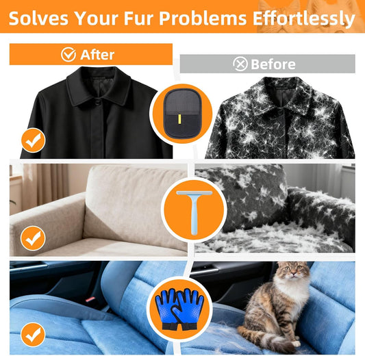 Pet Hair Remover Glove,Electrostatic Pet Cats Dogs Grooming Gloves Brush for Shedding,Pet Hair Fur Mitt Glove Tool for Furniture,Car,Couch,Carpet,Clothes (4PCS)