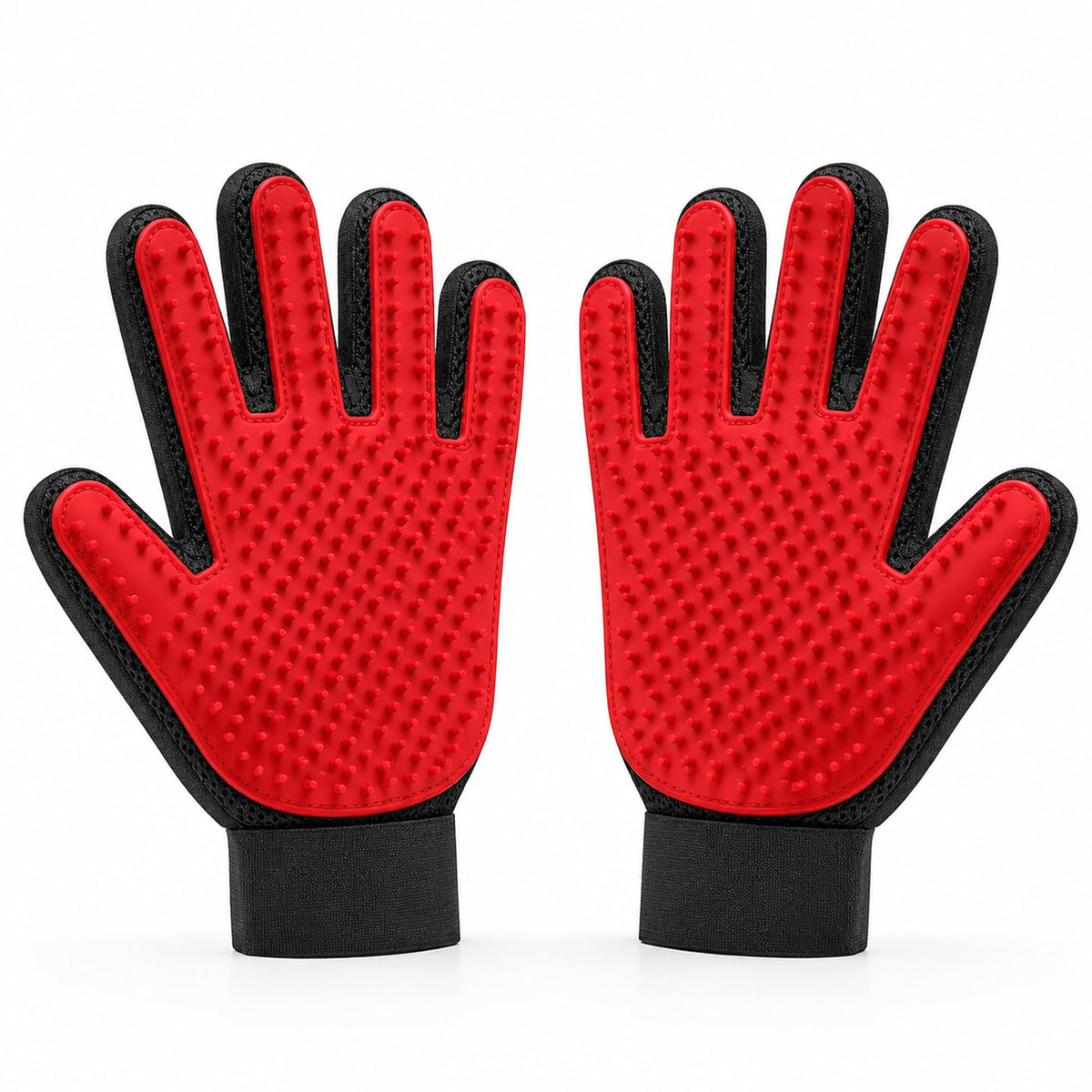 Pet Hair Removal Glove with Silicone Tips for Cat&Dog,1 Pair,Red
