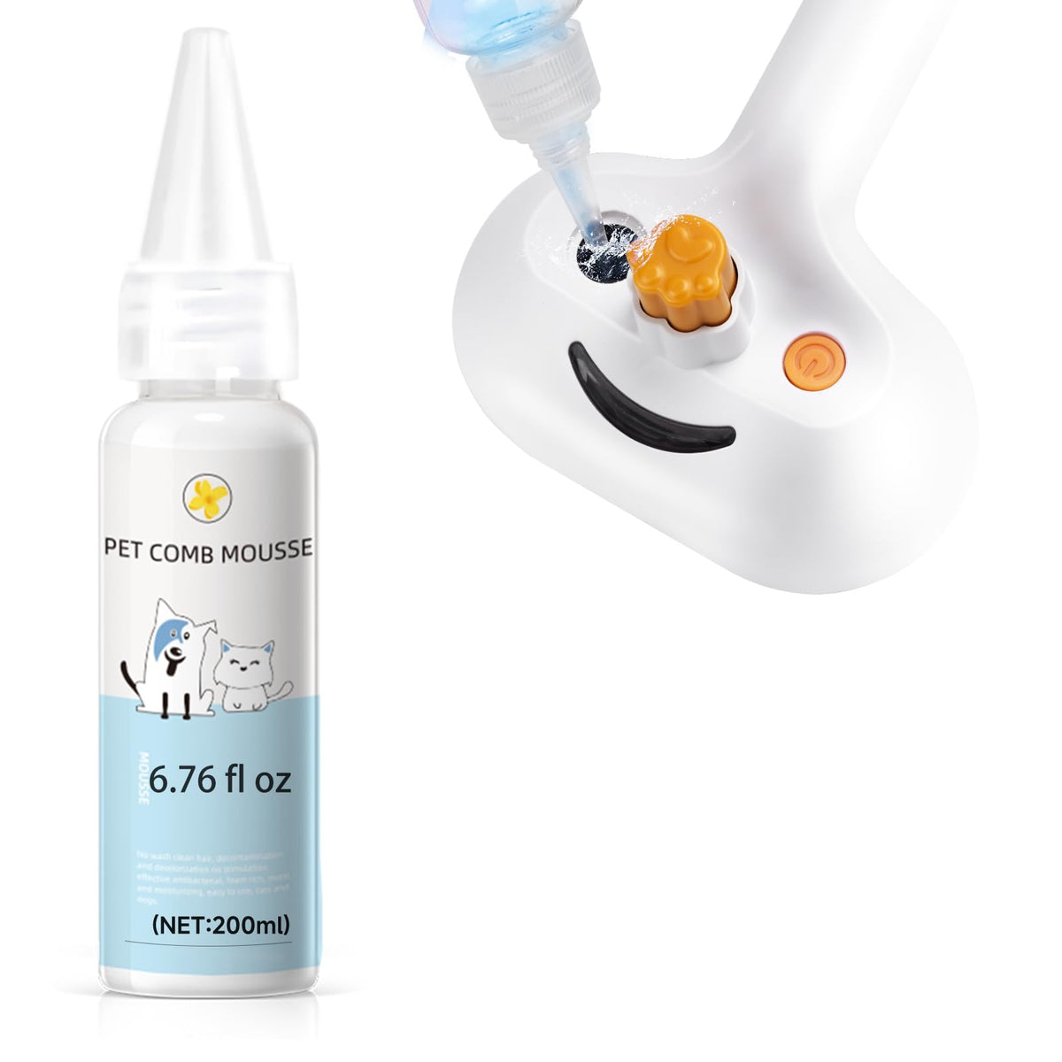 Pet Steam Brush for Dog & Cat Includes Waterless 2*Shampoo