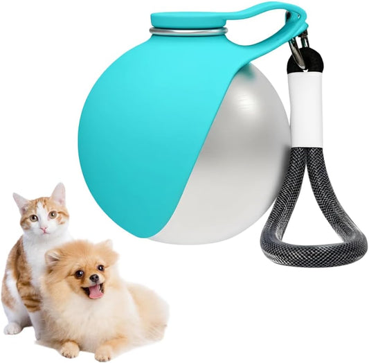 Portable Pet Water Bottle, 285ml/10 Oz Stainless Steel Compact Dog Drinking Bottles Leak Proof Cat Travel Water Bottles with Foldable Silicone Bowl for Outdoor Walking Hiking