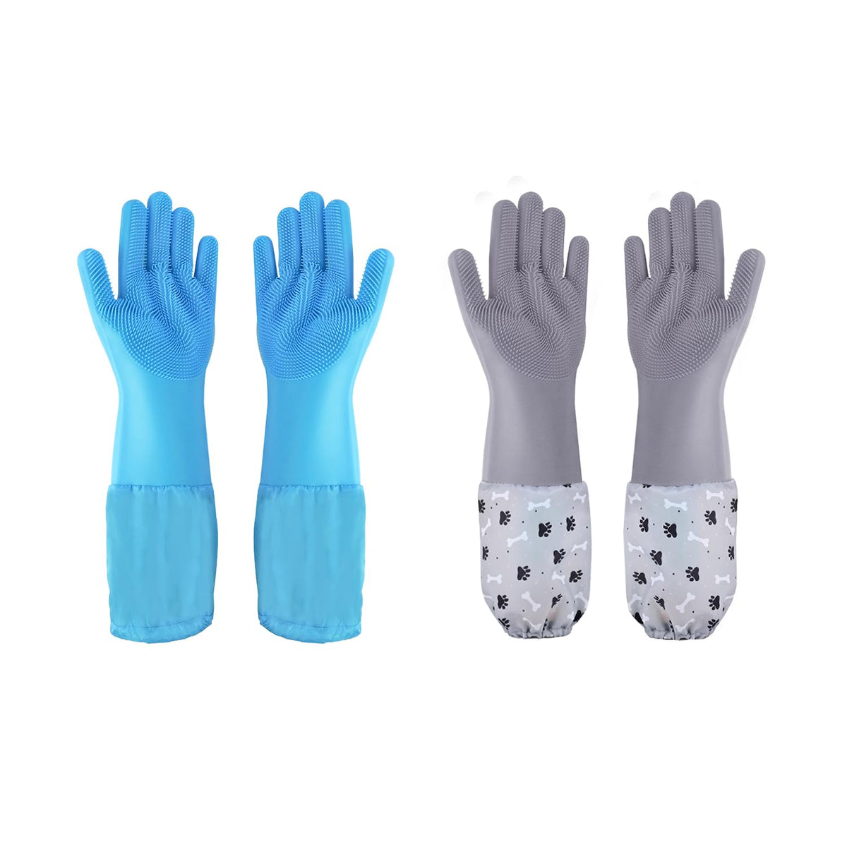 Pet Grooming Gloves Pet Hair Remover Cat, Dog Washing Gloves Silicone Heat Resistant Cleaning Gloves with High-Density Teeth Grooming Gloves for Dogs, Cats, Horses, Rabbits (1 Pair - Blue)