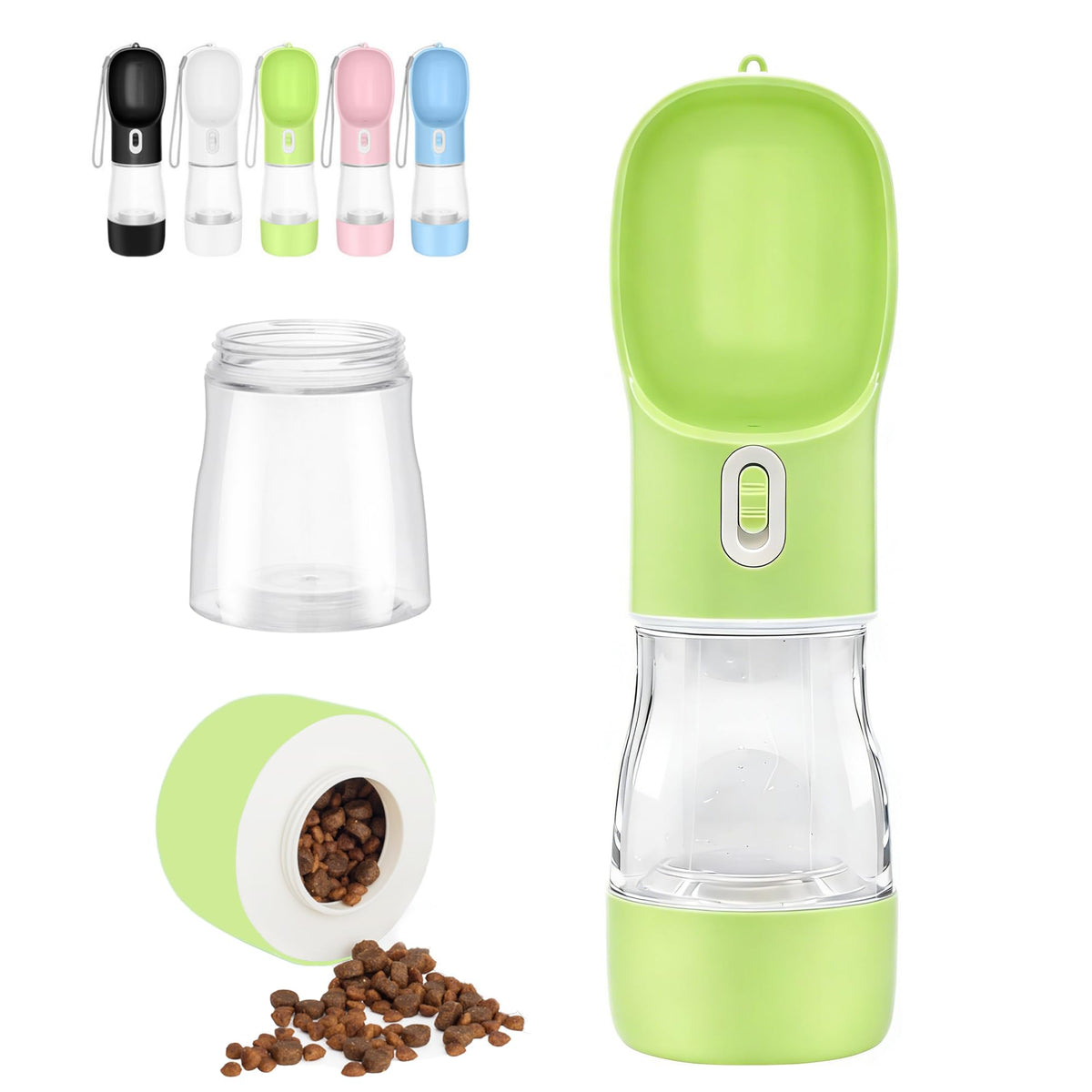 Portable Dog Water Bottle with Food Container Dishwasher Safe-Pink