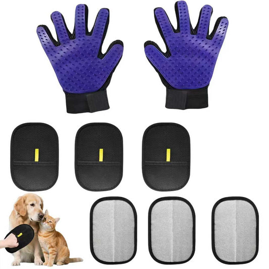 8 Pcs Pet Grooming Gloves for Shedding, Blue