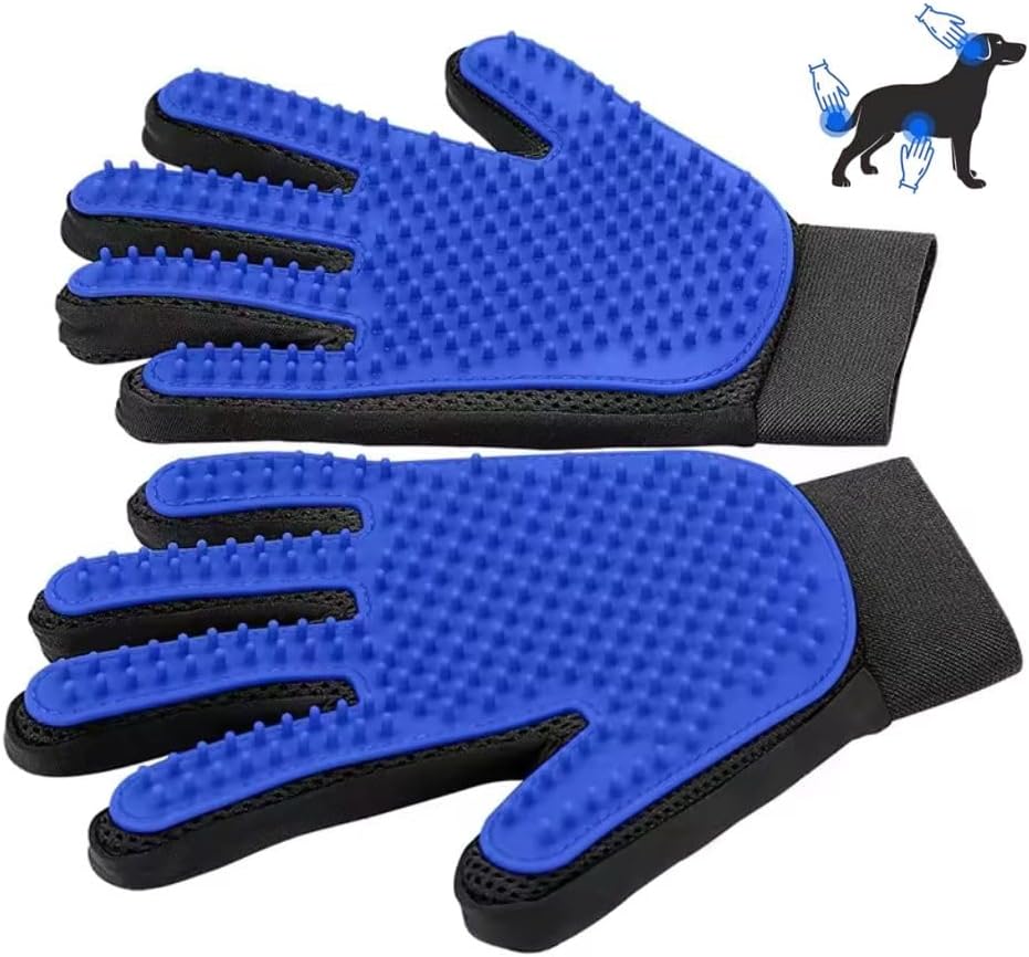 Pet Grooming Glove-Pet Hair Remover Glove- Perfect pet Cleaning Brush Glove- Perfect Washing Glove Brush of the Dog & pet for Short and Long Fur - 1 Pack (Right-Hand), Blue