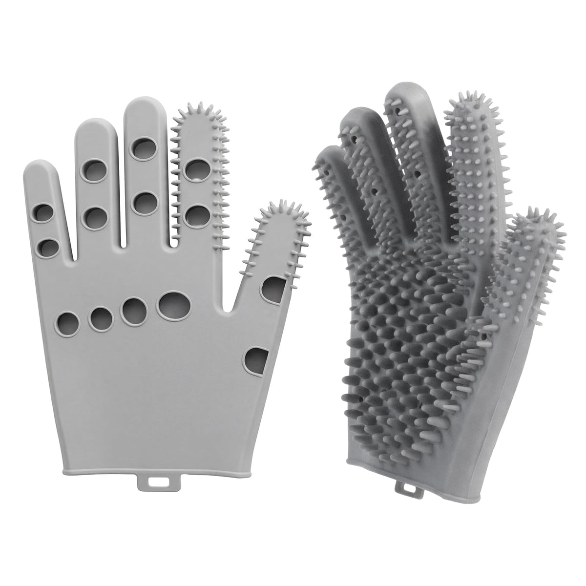 Pet Grooming Gloves for Cats & Dogs, Silicone Pet Hair Removal Glove for Bathing, Shedding & Massage, Gentle Cat & Dog Grooming Glove for Long & Short Hair Pets（Grey-Large）