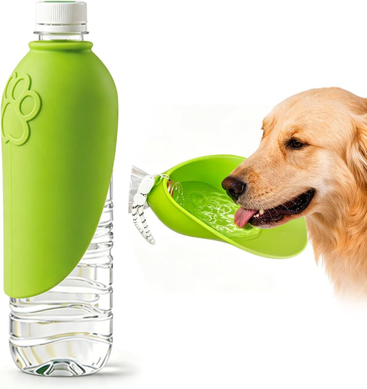 Portable Dog Water Bottle Attachment, Foldable Dog Water Bowl for Walks