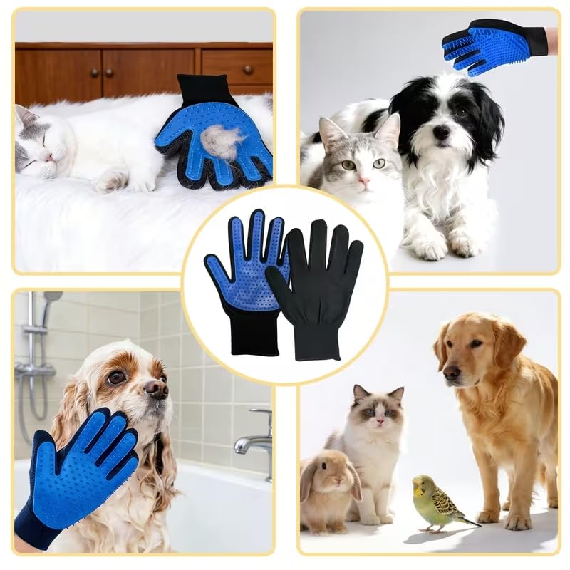 1PCS Grooming Gloves Deshedding Massaging for Dogs and Cats Hair Removal for Bathing Brushing Petting Home Travel Indoor Outdoor, Right Hand