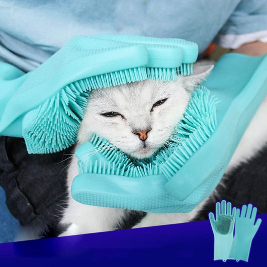 Pet Grooming Cleaning Gloves Dog Cat Bathing Shampoo Glove Scrubber Magic Dishwashing Cleanner Sponge Silicon Hair Removal Glove