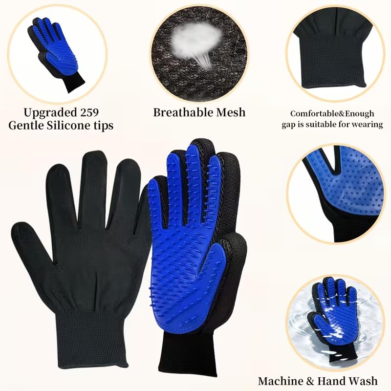 1PCS Grooming Gloves Deshedding Massaging for Dogs and Cats Hair Removal for Bathing Brushing Petting Home Travel Indoor Outdoor, Right Hand