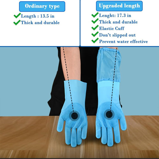 Pet Grooming Gloves Pet Hair Remover Cat, Dog Washing Gloves Silicone Heat Resistant Cleaning Gloves with High-Density Teeth Grooming Gloves for Dogs, Cats, Horses, Rabbits (1 Pair - Blue)