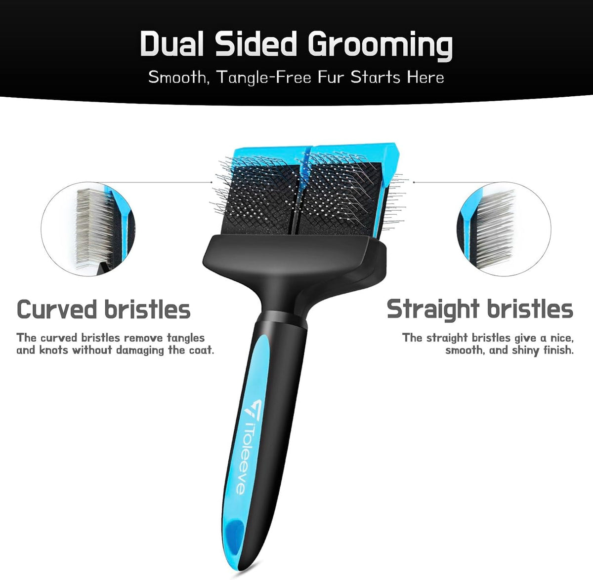iToleeve Dual Flexible Head Slicker Brush, Round Tipped Pins, Skin Friendly
