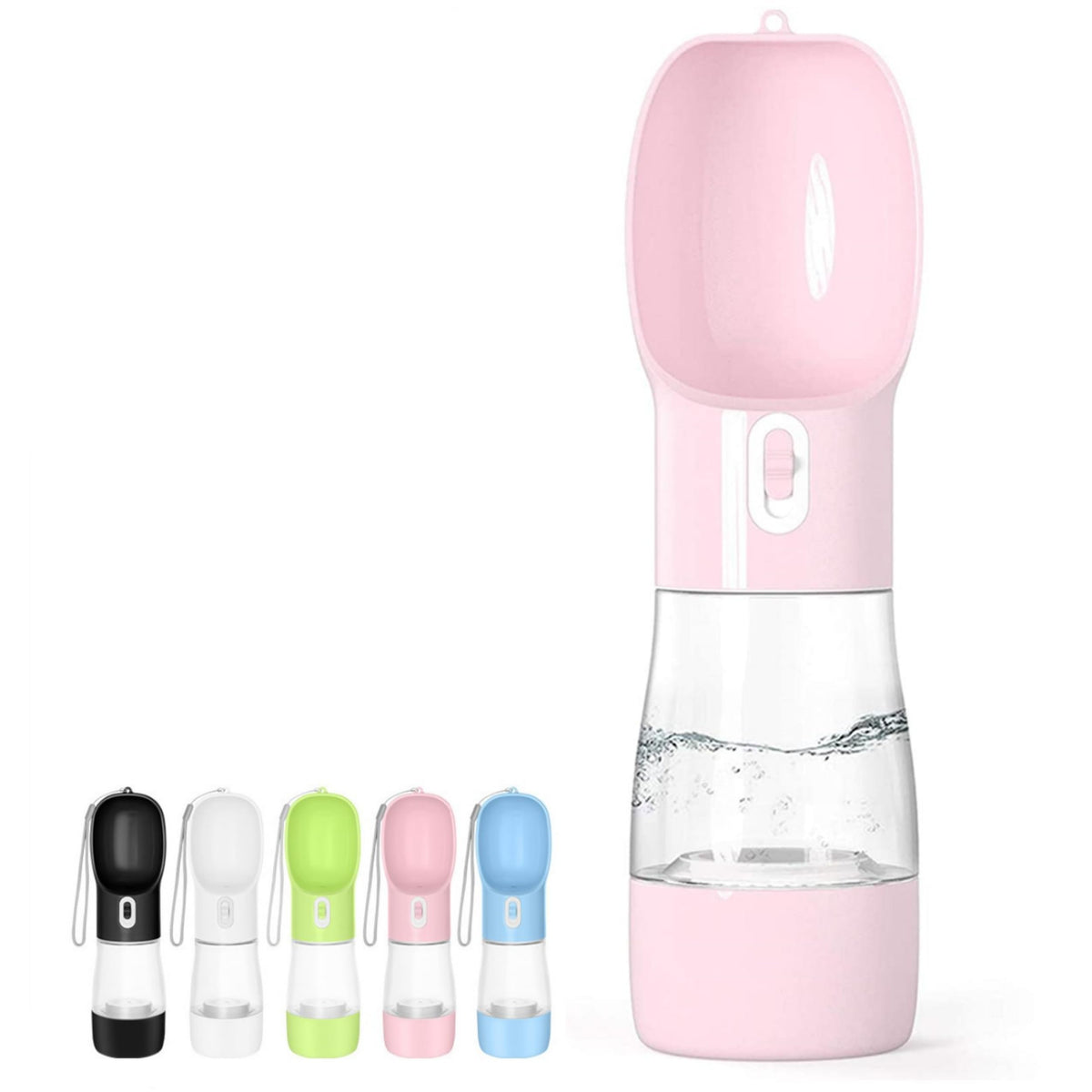 Portable Dog Water Bottle with Food Container Dishwasher Safe-Pink