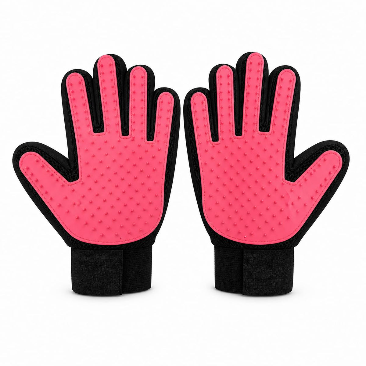 Pet Grooming Glove for Dogs and Cats, Deshedding Hair Remover Brush Mitt with Silicone Tips, Gentle Massage Tool, 1 Pair (Left and Right Hand) (Pink)