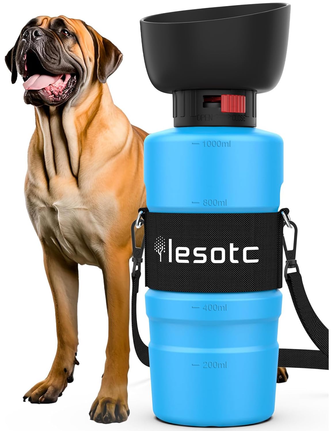 lesotc Dog Water Bottle, Portable Pet Dispenser with Water Bowl, Leak Proof Pet Travel Squeeze Bottle, Puppy Essentials Dog Stuff Accessories for Outdoor Walking, Hiking, Camping