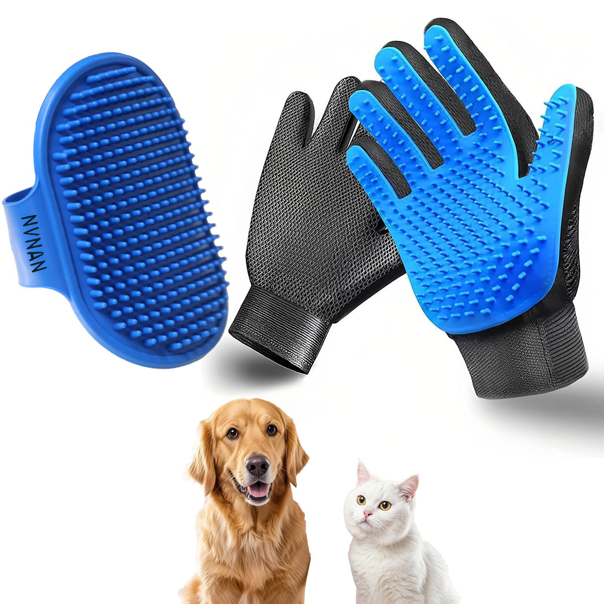 NVNAN Cat & Dog Grooming Glove and Curry Brush Set