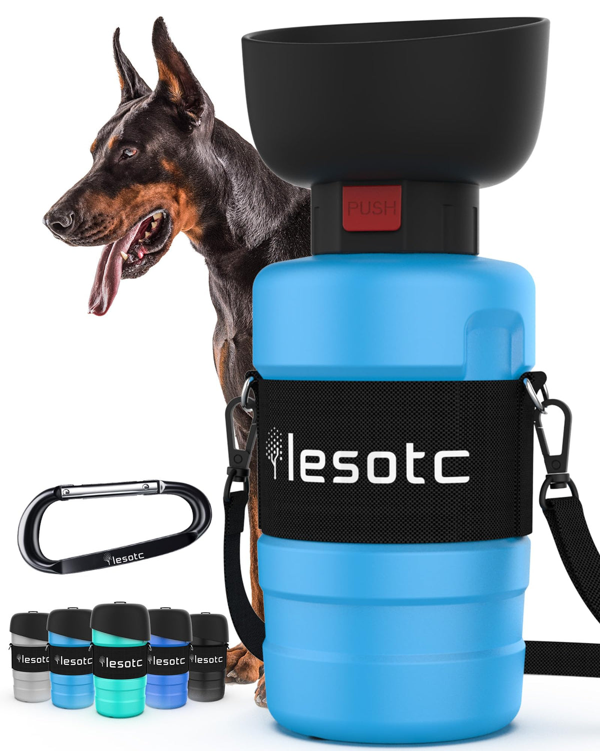 lesotc Dog Water Bottle, Portable Pet Dispenser with Water Bowl, Leak Proof Pet Travel Squeeze Bottle, Puppy Essentials Dog Stuff Accessories for Outdoor Walking, Hiking, Camping