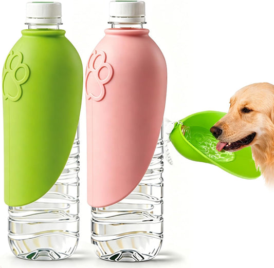 2pcs Portable Dog Water Bottle Attachment, Slip-on Pet Water Bowl for Walks