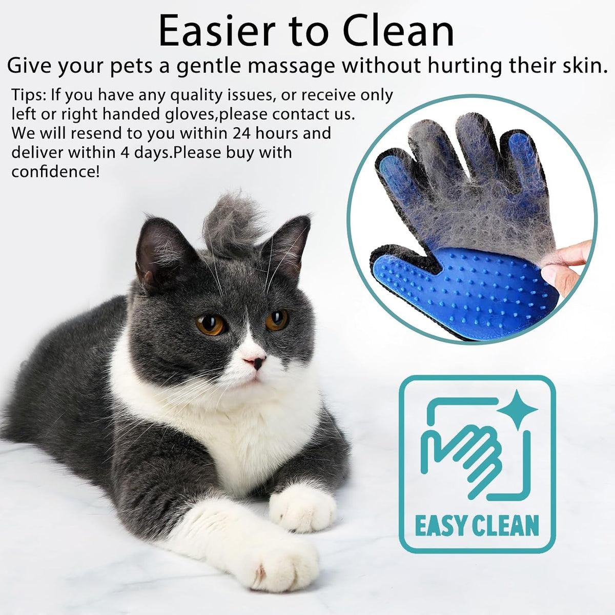 Cat Grooming Glove Brush 2-Pack, Pet Hair Remover Tool
