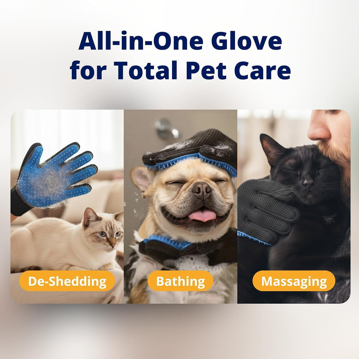 Silent Groom Pro Grooming Gloves for Dogs, Cats, Rabbits & Horses