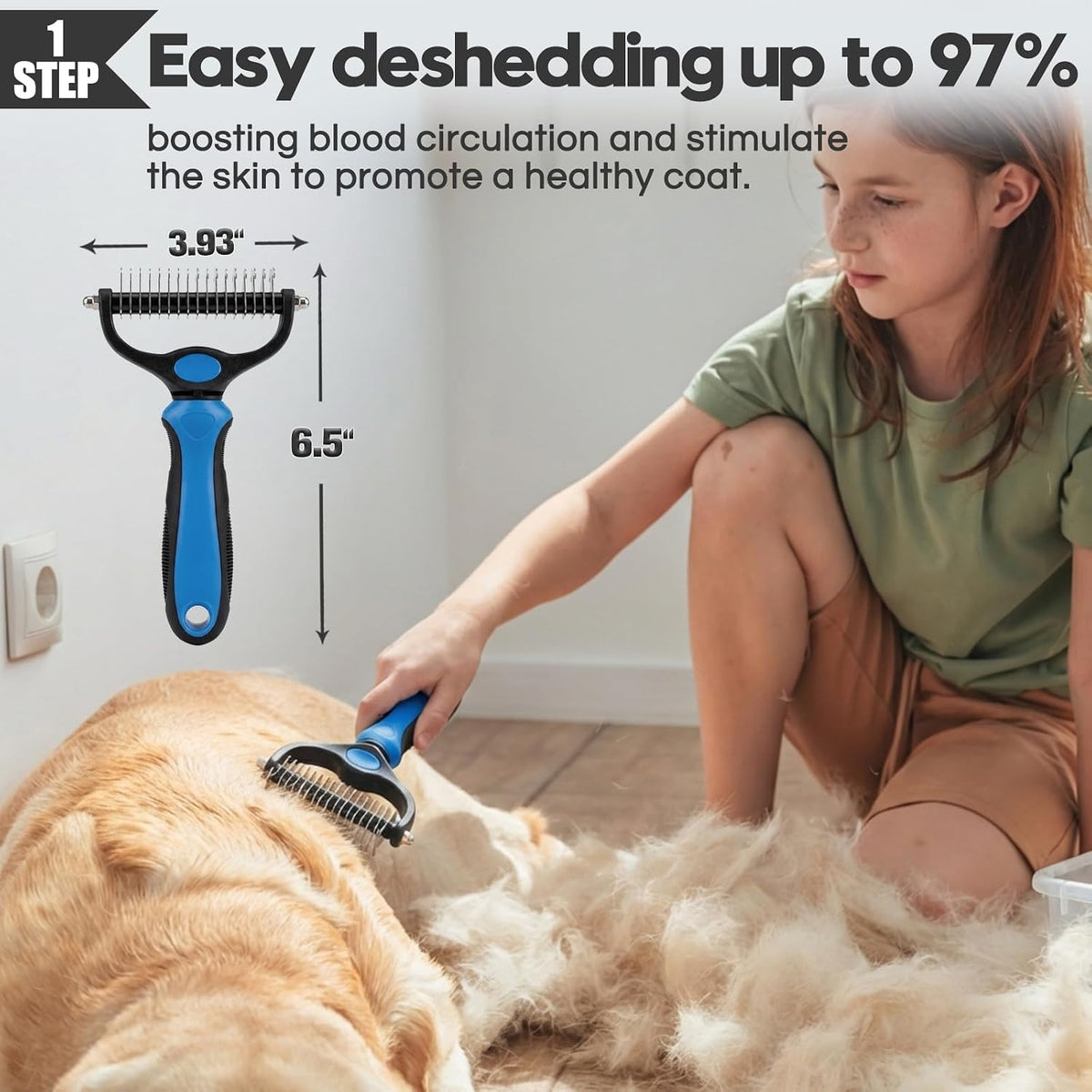 Bonteck Dog Slicker Brush for Dogs Grooming Kit 5PCS Long Haired Doodles