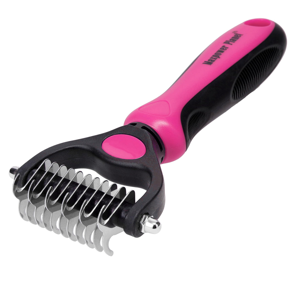 Maxpower Planet Hair Brush - Double Sided Shedding, Dematting Undercoat Rake for Dogs and Cats - Extra Wide Dog Grooming Brush, Reduce Shedding by 95%, Turquoise
