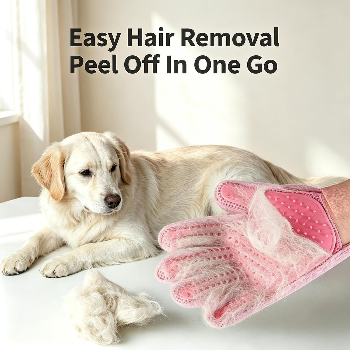 Pet Grooming Glove Double-Sided Deshedding Mitt Dogs & Cats,1 Glove Pink