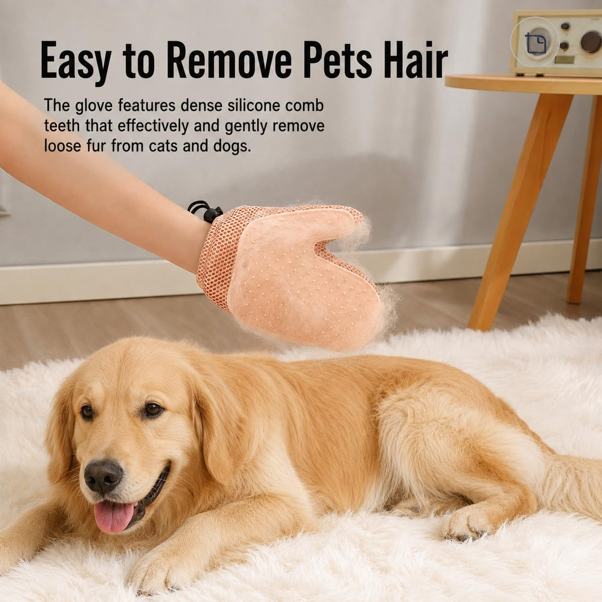 Pet Hair Removal Glove, Double-Sided Grooming Glove for Cats/Dogs/Fabric