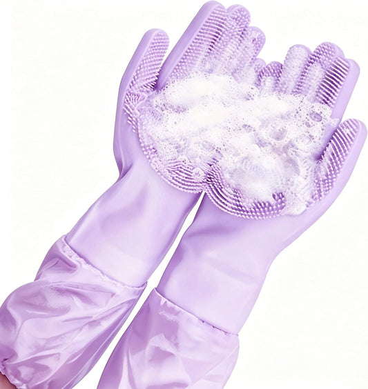Long Sleeve Dog & Cat Washing Gloves, Pet Bathing Grooming Tool