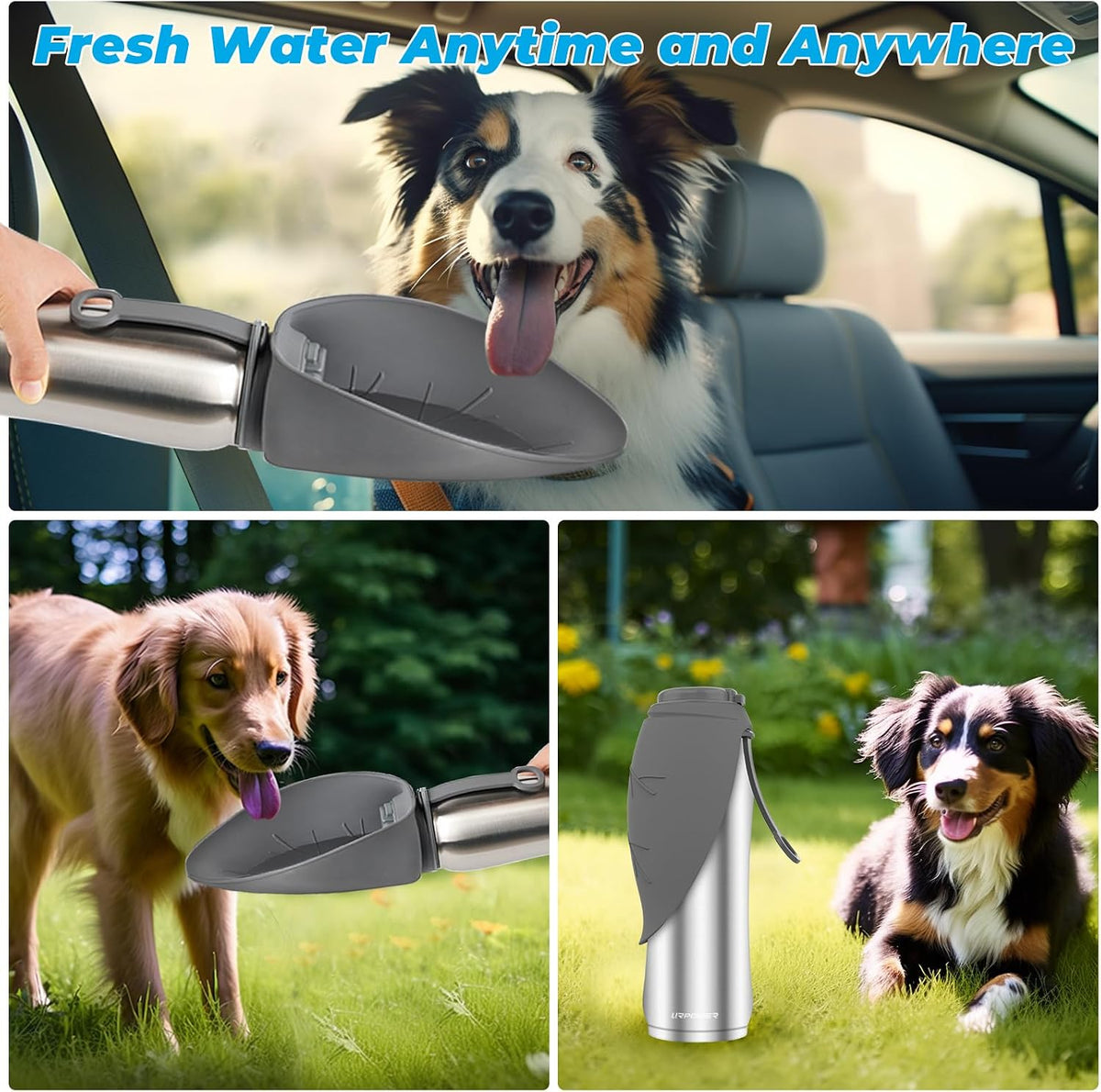 URPOWER Insulated Dog Water Bottle, 27 oz Leakproof Travel Bottle