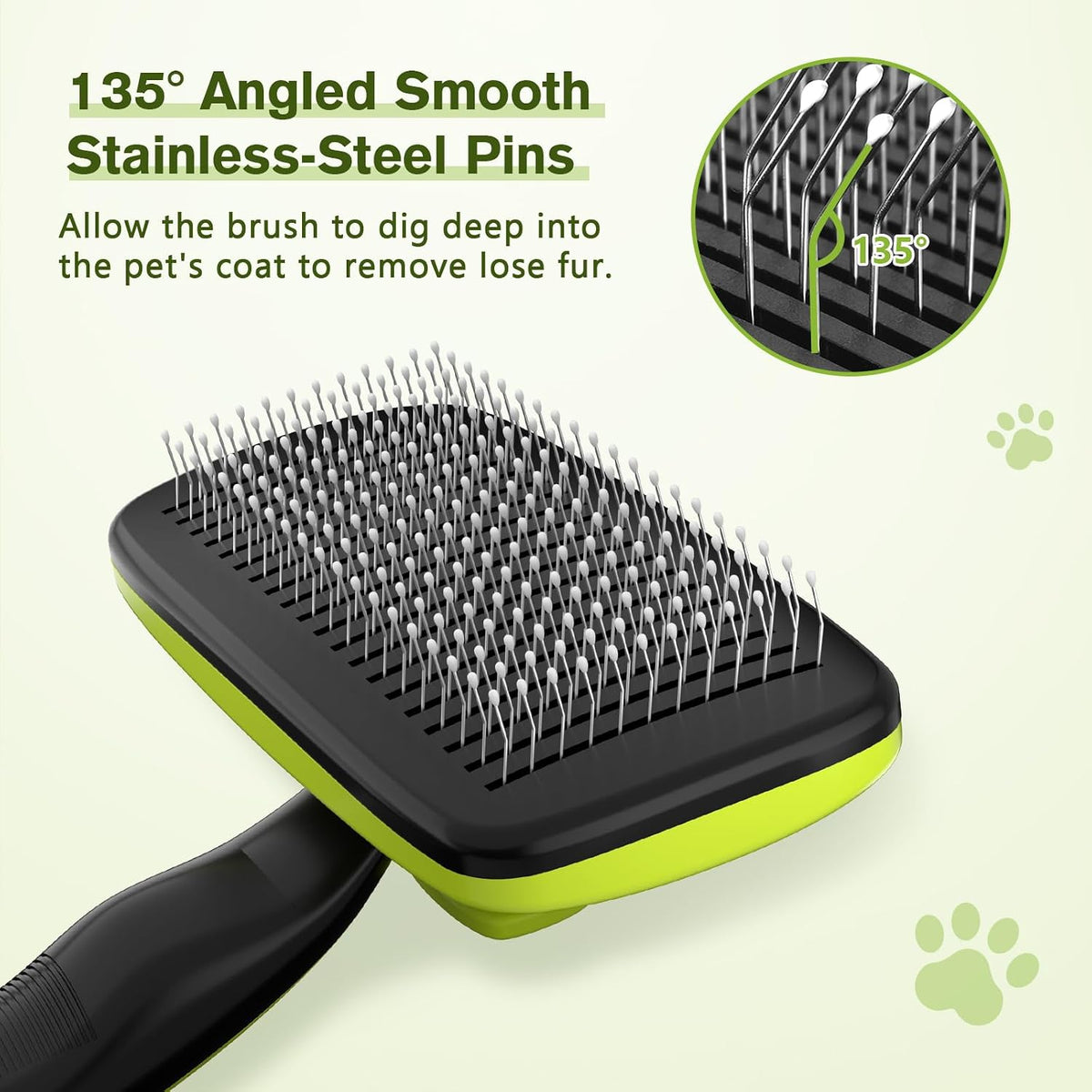 Pecute Skin Friendly Self-Cleaning Slicker Brush for Dog & Cat Shedding