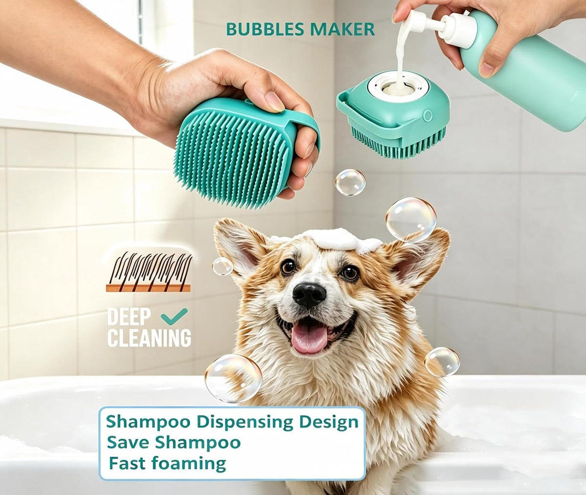 5-Piece Dog Grooming & Bathing Kit – Silicone Glove, Bath Brush, Deshedding Comb, Drying Towel & Storage Bag for Dogs & Cats
