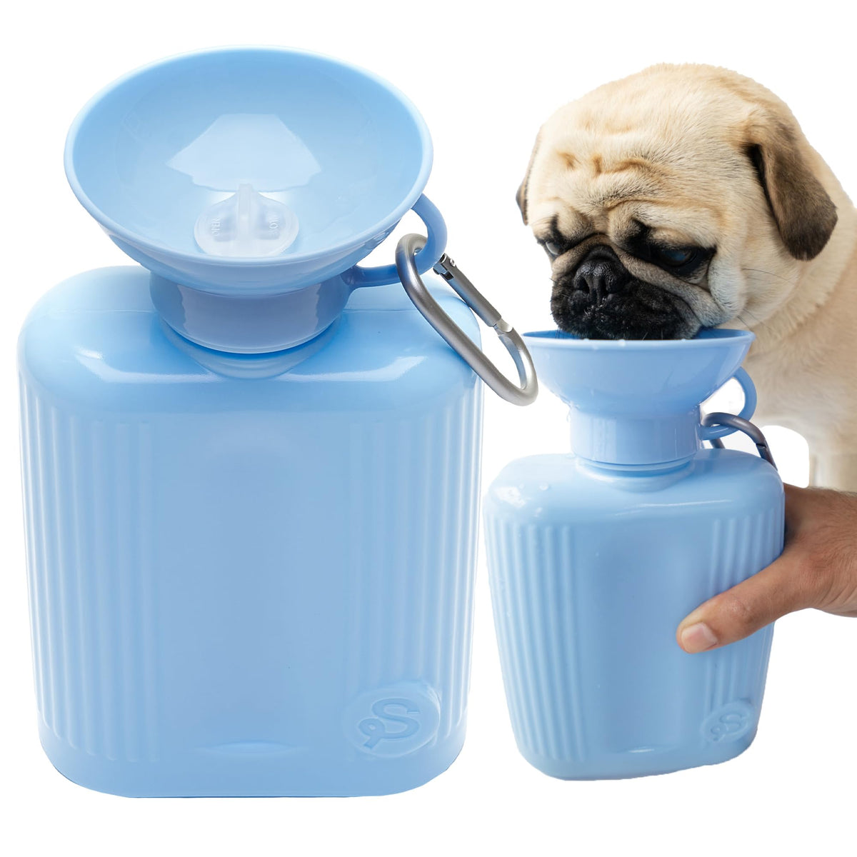 Springland 22oz Classic Portable Dog Water Bottle with Built-in Bowl,Indigo