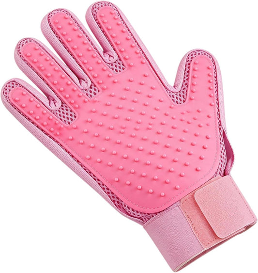 Pet Grooming Glove Double-Sided Deshedding Mitt Dogs & Cats,1 Glove Pink