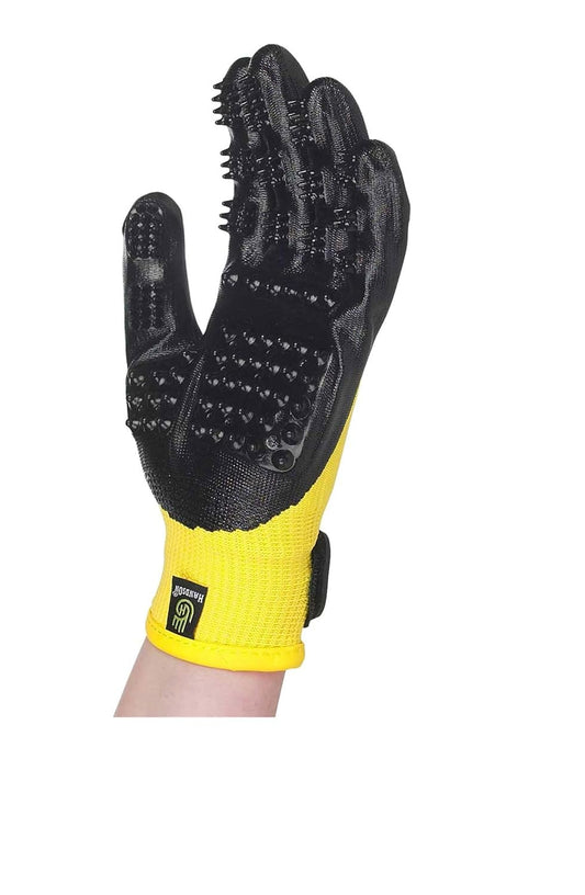 PYRANHA Rub & Scrub Grooming Gloves | Multipurpose Shedding & Bathing Tool with Scrubbing Nodules | Removes Hair, Cleans Coat & Massages Muscles | Use Wet or Dry