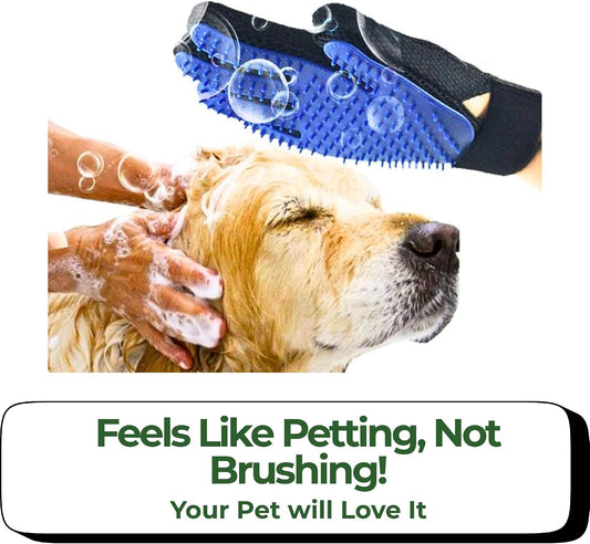 ElitePaws Pet Grooming Gloves for Dogs & Cats — Left & Right Pair, Silicone Deshedding Mitt with Breathable Mesh Back, All Breeds, Bath & Dry Use