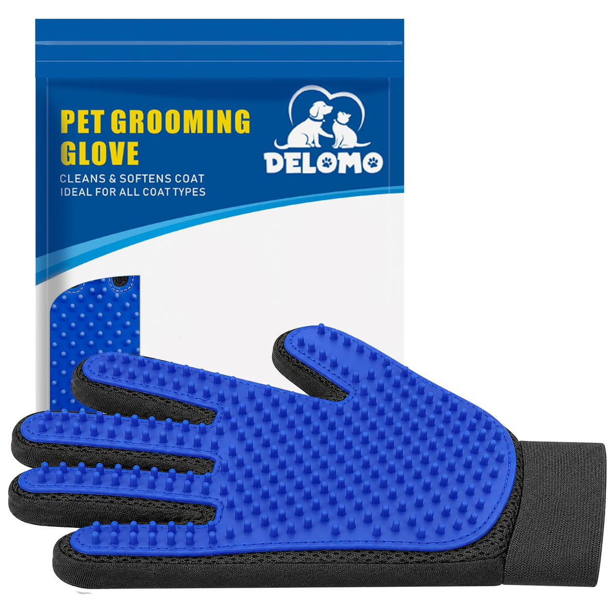 Pet Hair Removal Glove with 255 Silicone Tips for Dogs & Cats, Right Green
