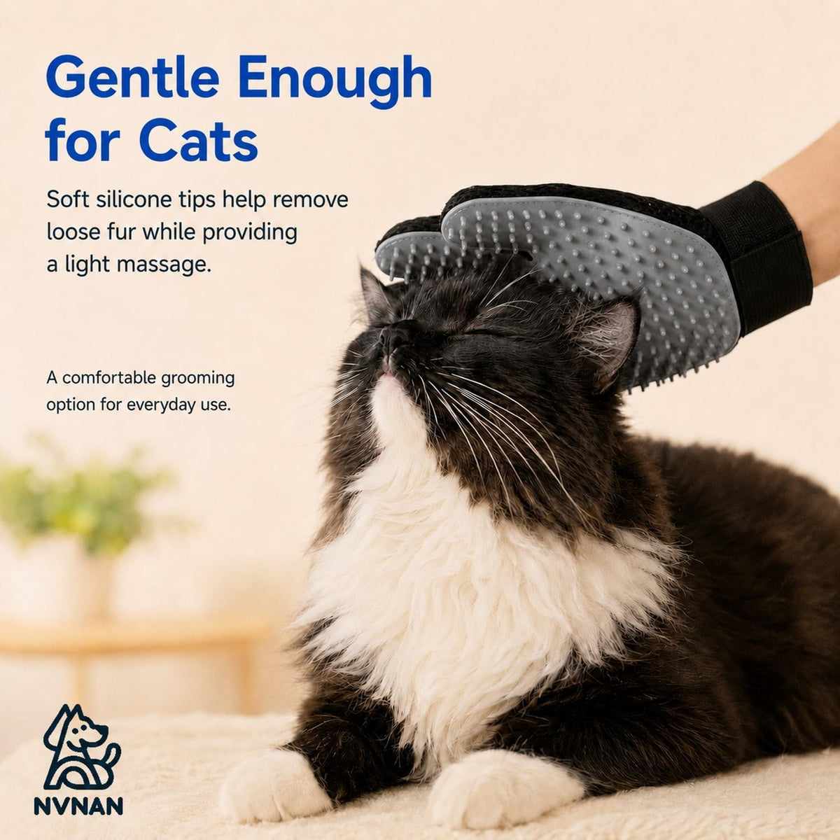NVNAN Pet Hair Removal Glove for Dogs & Cats, 2-Pack Gray