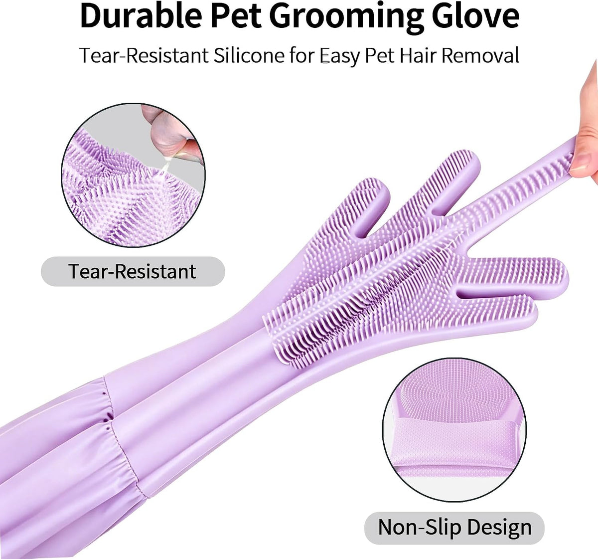 Long Sleeve Dog & Cat Washing Gloves, Pet Bathing Grooming Tool