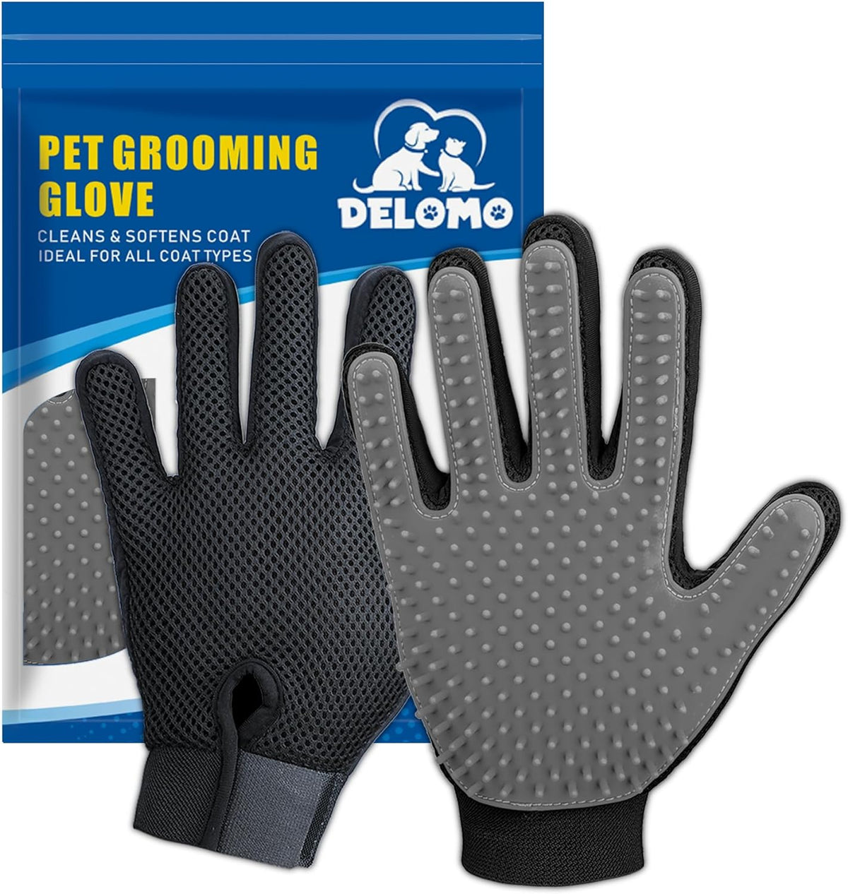 Pet Hair Removal Glove with 255 Silicone Tips for Dogs & Cats, 1 Pair Pink