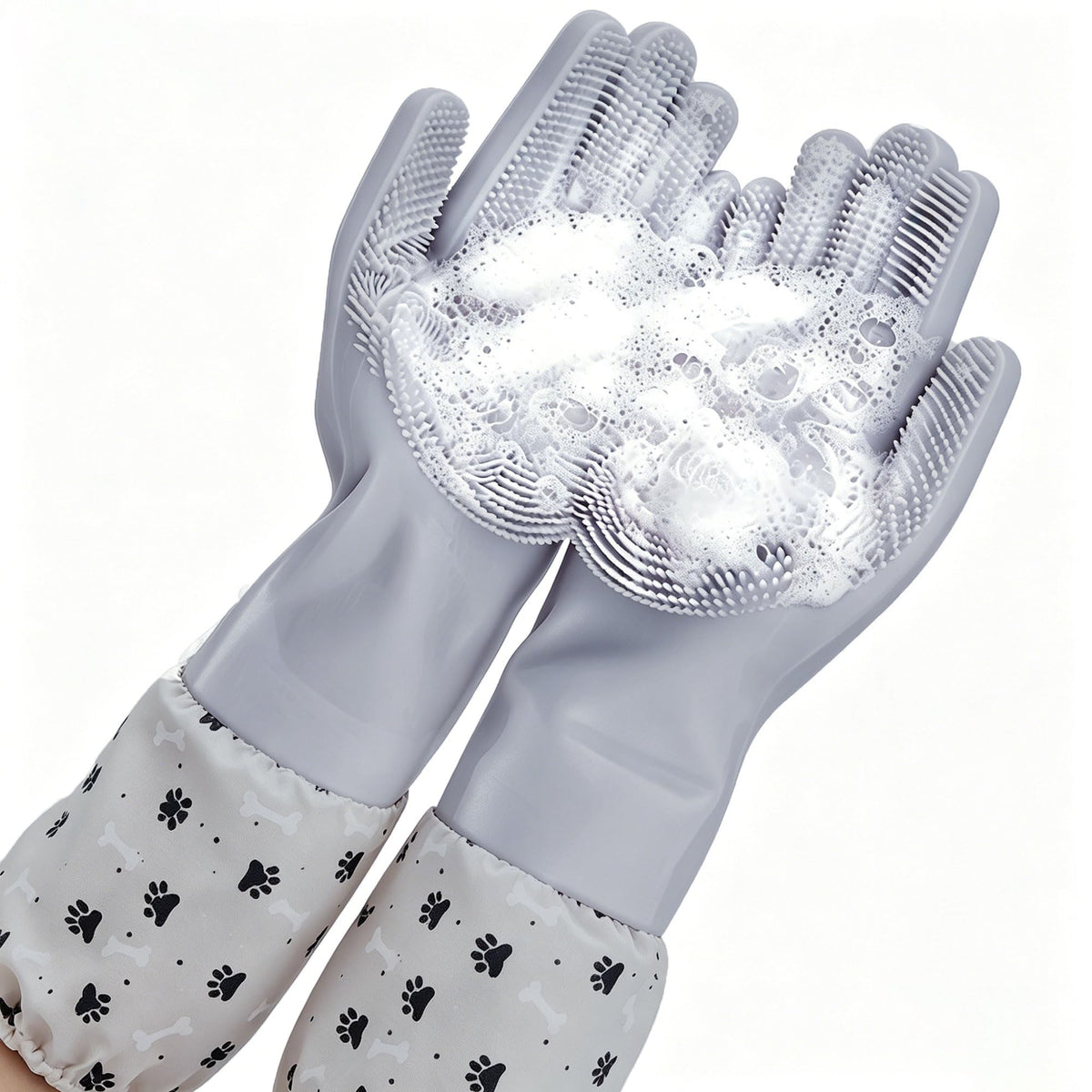 Long Sleeve Dog & Cat Washing Gloves, Pet Bathing Grooming Tool
