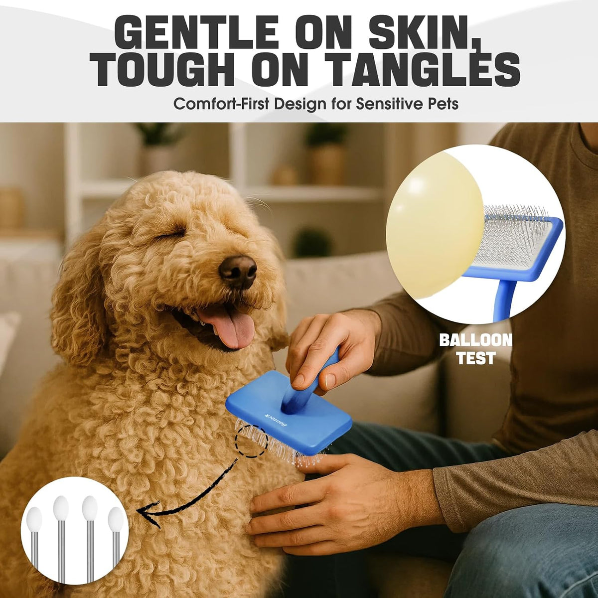 Bonteck Dog Slicker Brush for Dogs Grooming Kit 5PCS Long Haired Doodles