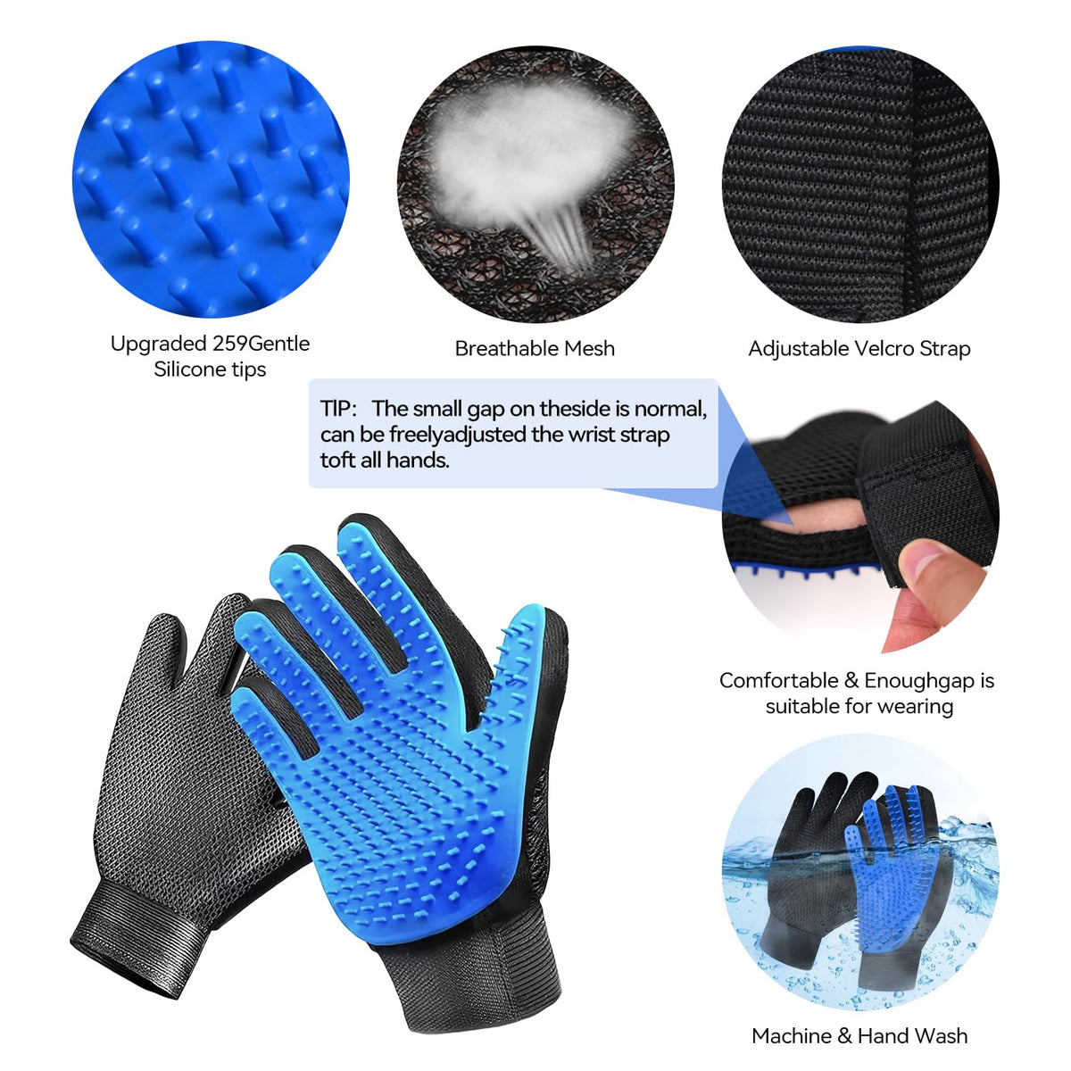 Dog & Cat Brush,Pet Grooming Kit 4PCS- Dog Brush for Shedding| A Pair Pet Hair Removal Gloves| Metal Comb for dog.Removes Undercoat, Tangled, Dirt and Massages. All hair Types