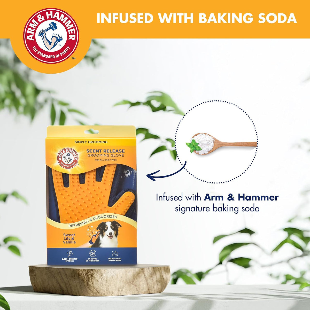 Arm & Hammer Deodorizing Dog Grooming Glove, Lily & Vanilla Scent