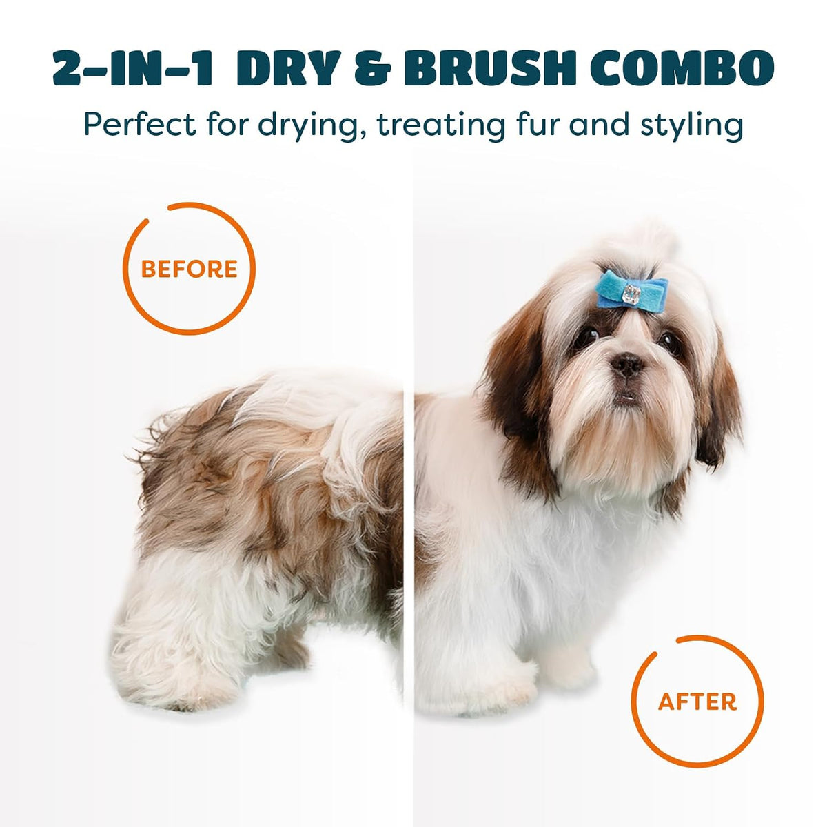 2-in-1 Dog Hair Dryer with Brush for Small Dogs and Cats, Pet Blow Dryer