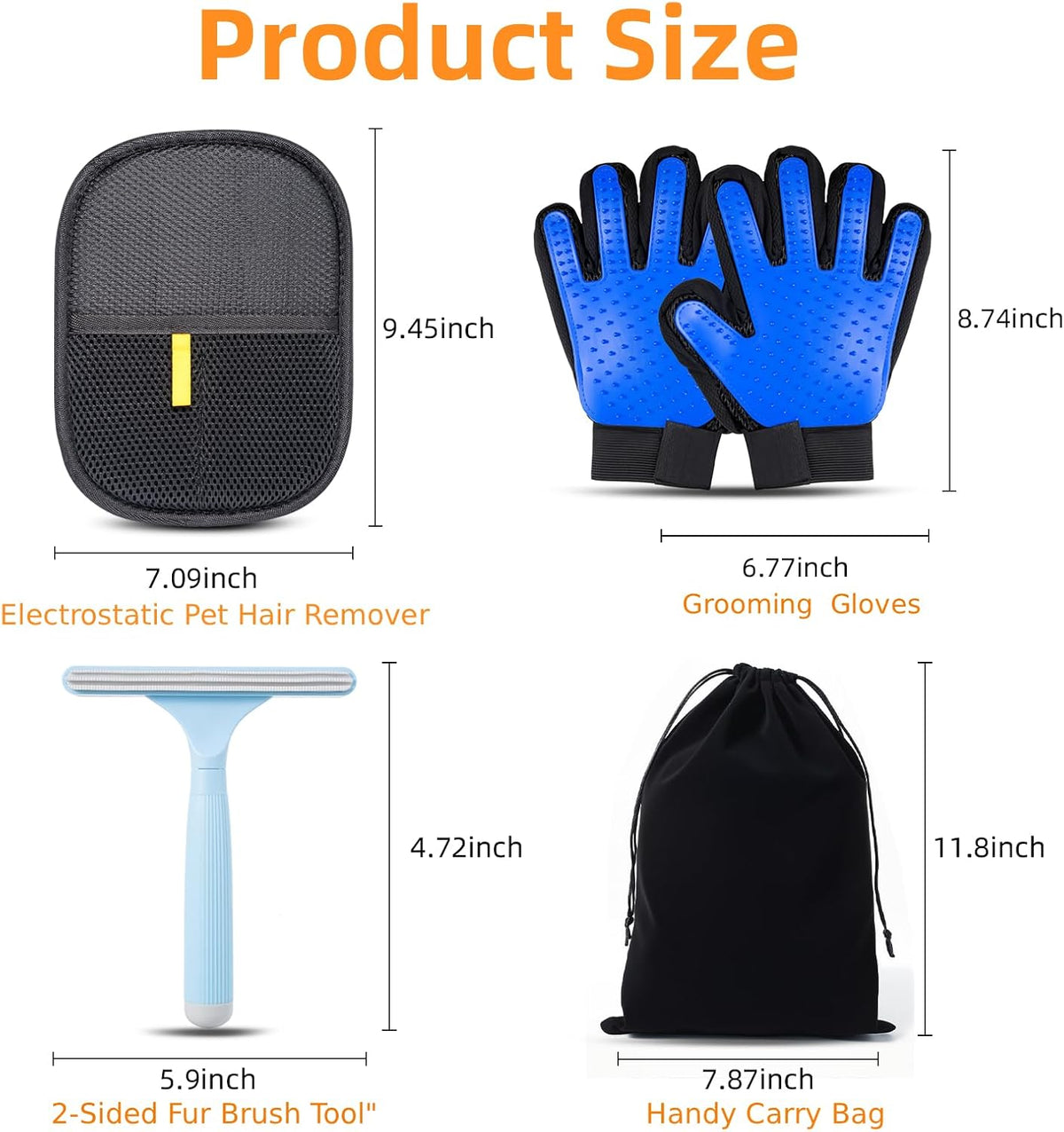Pet Hair Remover Glove,Electrostatic Pet Cats Dogs Grooming Gloves Brush for Shedding,Pet Hair Fur Mitt Glove Tool for Furniture,Car,Couch,Carpet,Clothes (4PCS)